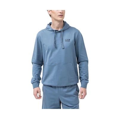 Emporio Armani EA7 Logo Print Pullover Hoodie Blue 8NPM04-PJ05Z-1537