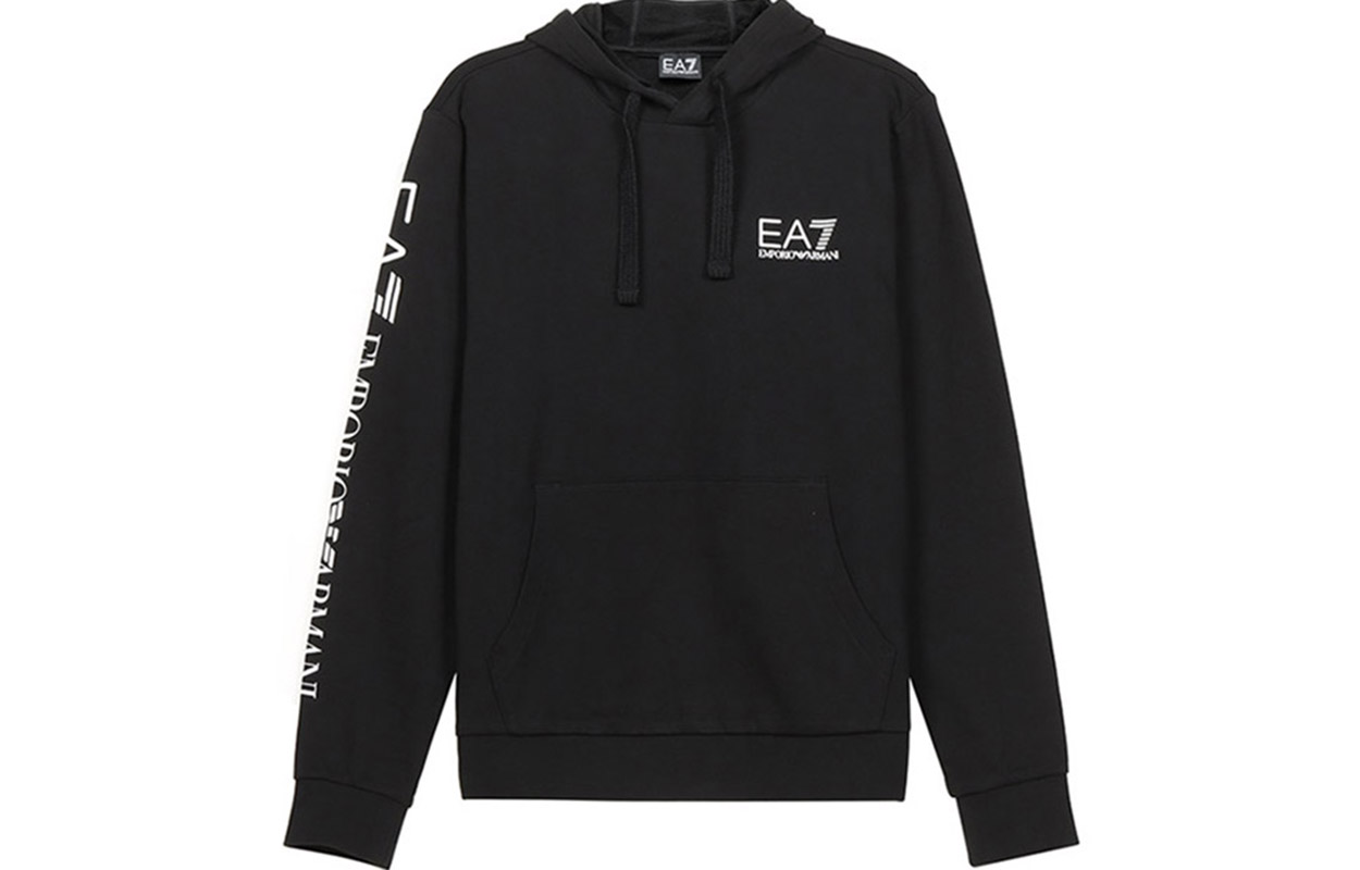 Emporio Armani EA7 Logo Print Pullover Long Sleeve Sweatshirt Black () 6HPM18-PJ05Z-0203