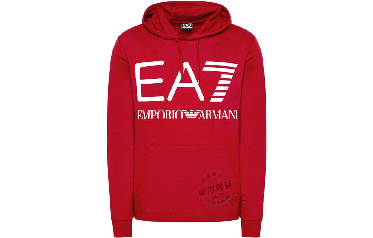 Emporio Armani EA7 Logo Print Red Hoodie 6KPM69-PJBWZ-1459