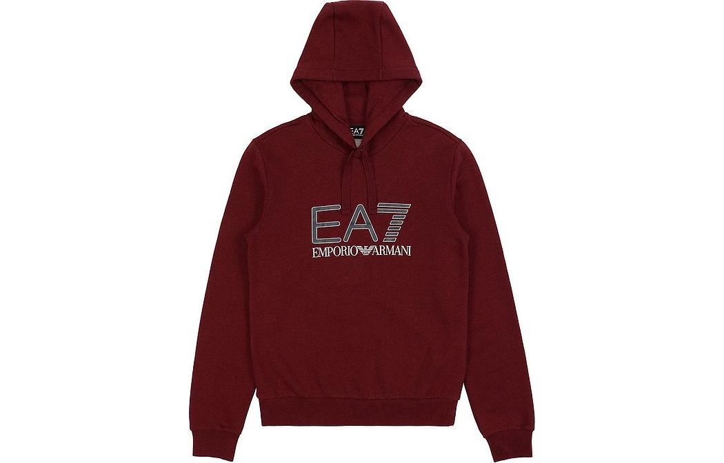 Emporio Armani EA7 Logo Print Red Hoodie for Men 6ZPM44-PJ07Z-3405