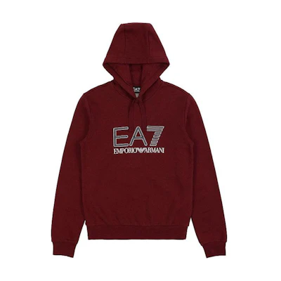 Emporio Armani EA7 Logo Print Red Hoodie for Men 6ZPM44-PJ07Z-3405