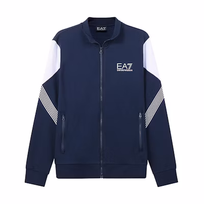 Emporio Armani EA7 Logo Print Striped Jacket - Navy Blue 6LPM01-PJ9FZ-1554