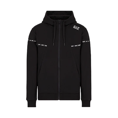 Emporio Armani EA7 Logo Print Zip-Up Hoodie Black Long Sleeve 6KPM65-PJ07Z-1200