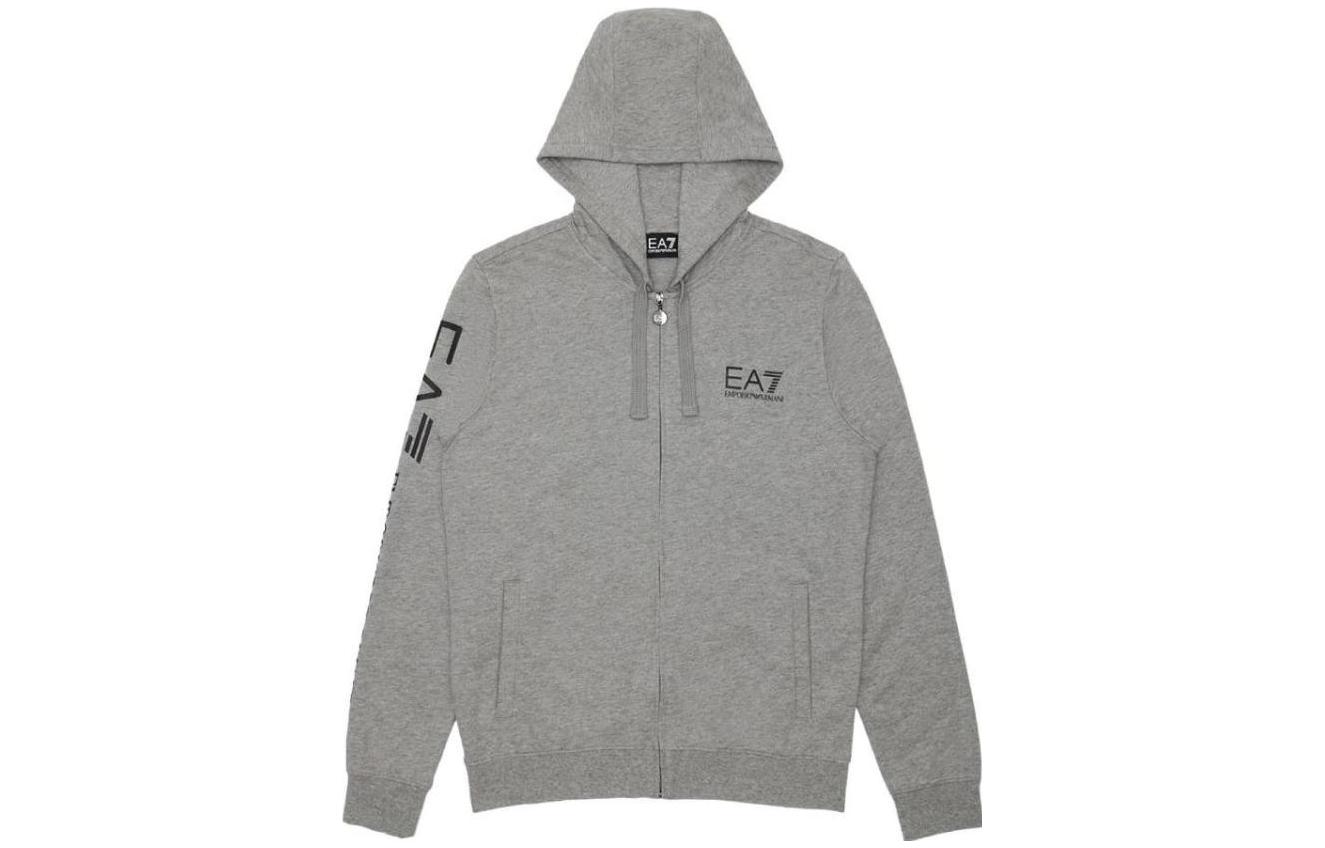 Emporio Armani EA7 Logo Print Zip-Up Hoodie Grey 274425-6P280-1449