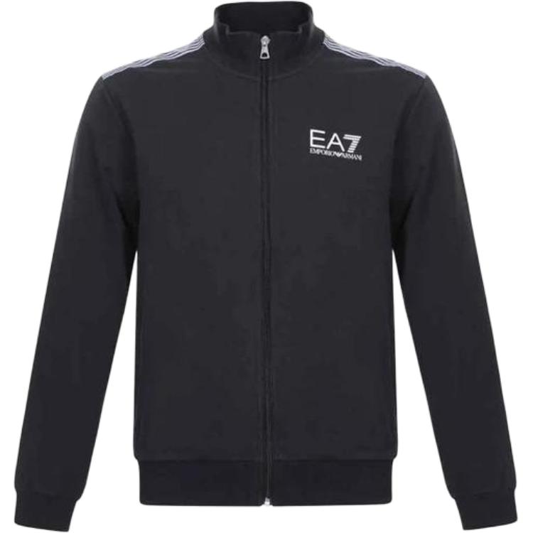 Emporio Armani EA7 Logo Print Zip-Up Jacket Black SS22 6ZPM36-PJ05Z-1200