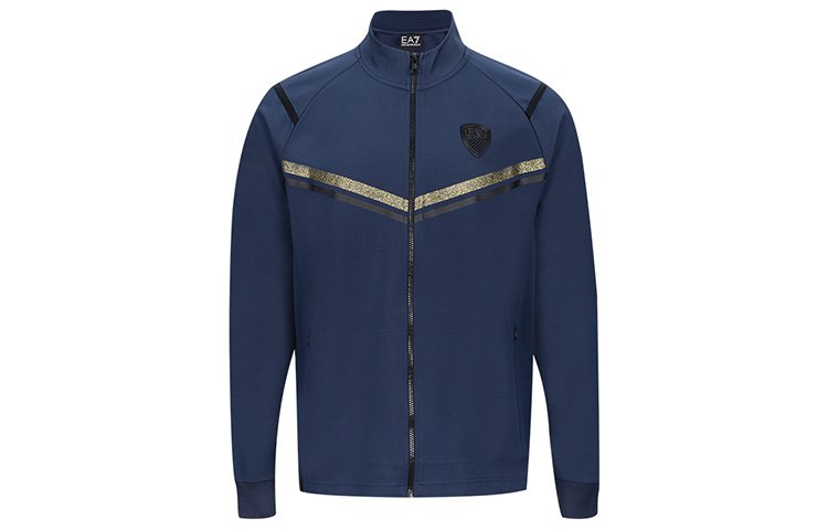 Emporio Armani EA7 Logo Print Zip-Up Sweatshirt Blue 3KPM70-PJ2UZ-1554