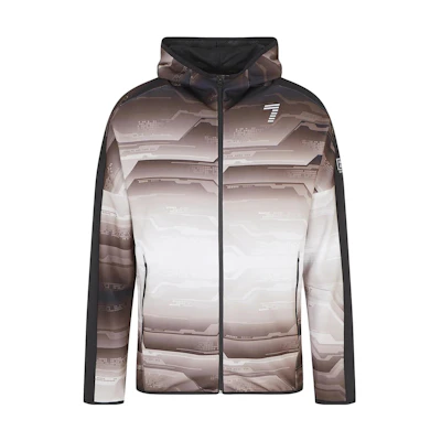 Emporio Armani EA7 Logo Print Zip Hoodie FW23 Light Beige Casual Wear 3RPM21-PJAHZ-2705
