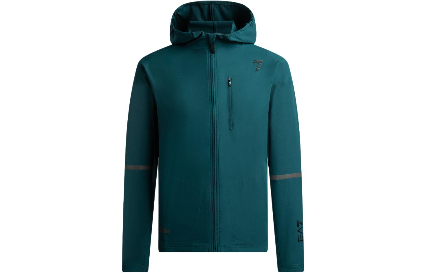 Emporio Armani EA7 Logo Print Zip Hoodie Jacket - Aqua Blue 6LPM13-PN7ZZ-1857