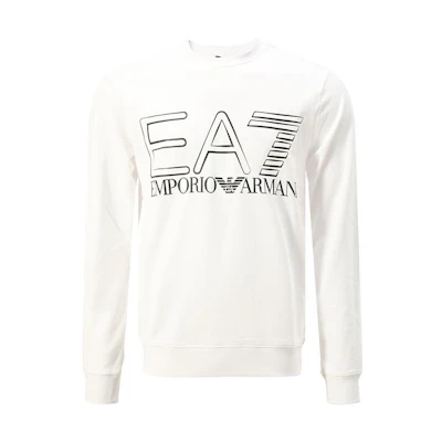 Emporio Armani EA7 Logo Printed Crewneck Sweatshirt White - Long Sleeve 3LPM44-PJFGZ-1100
