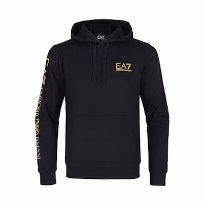 Emporio Armani EA7 Logo Printed Pullover Hoodie Men’s Black Casual Wear 8NPM18-PJ05Z-1203