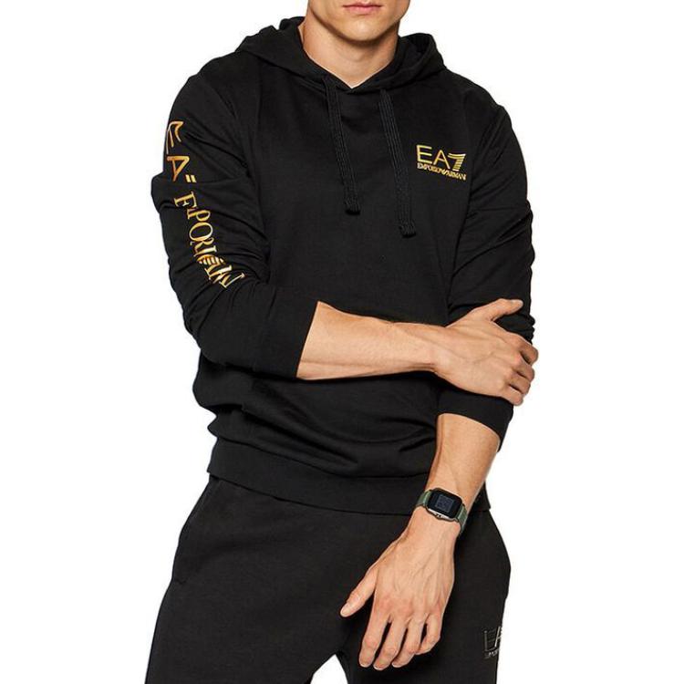 Purchase Emporio Armani EA7 Logo Pullover Hoodie Lelaki Hitam Pakaian Kasual. 8NPM18-PJ05Z-1203