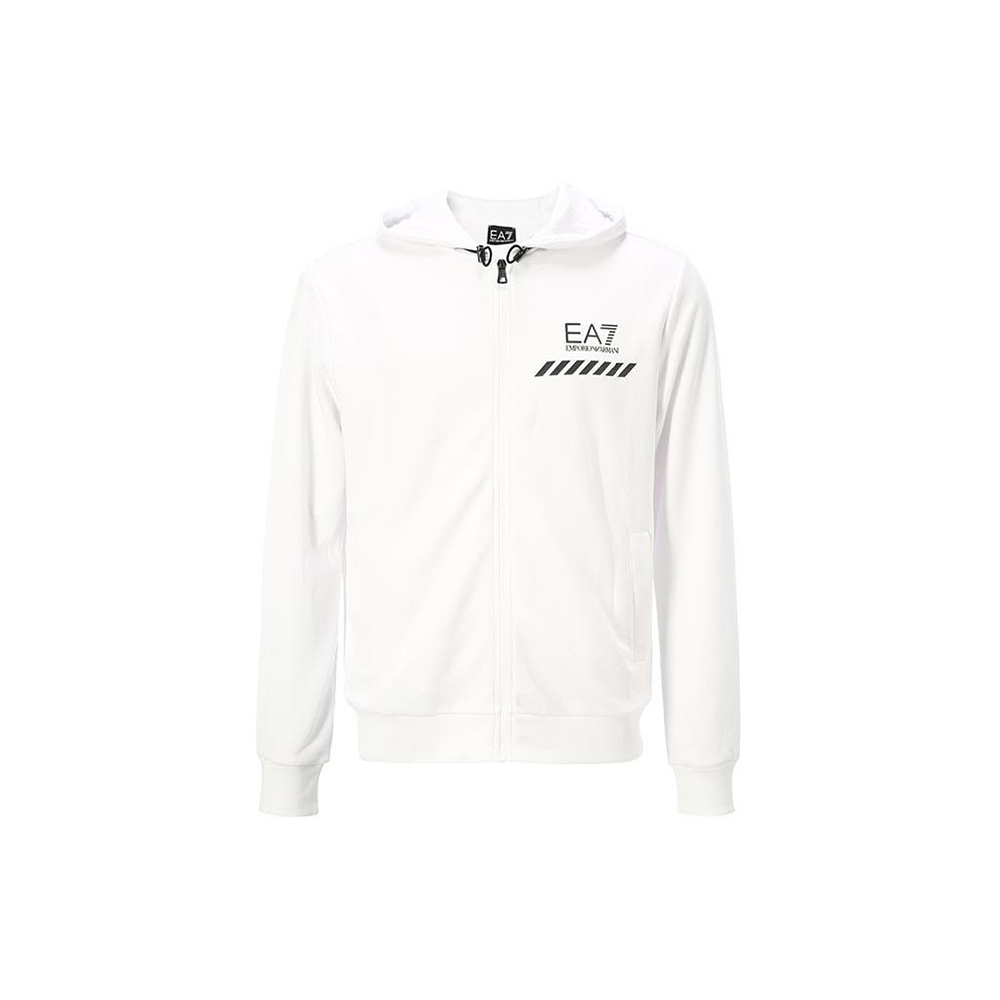 Emporio Armani EA7 Logo Printed Zip-Up Hoodie Jacket Men’s White 3KPM82-PJARZ-1100
