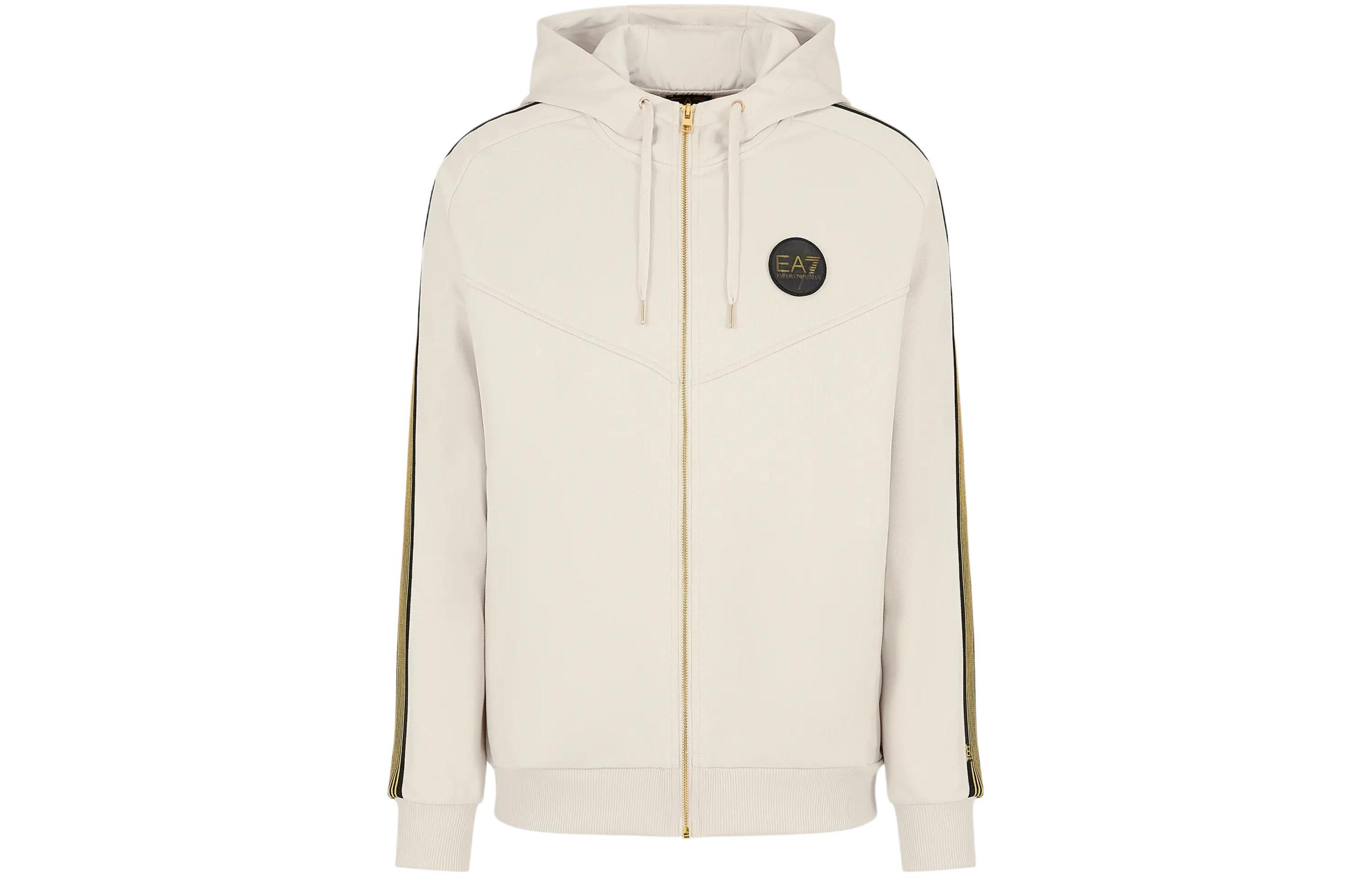 Emporio Armani EA7 Logo Stripe Hoodie Men’s Off-White SS24 3DPM81-PJMTZ-1946