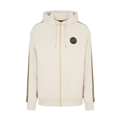 Emporio Armani EA7 Logo Stripe Hoodie Men’s Off-White SS24 3DPM81-PJMTZ-1946