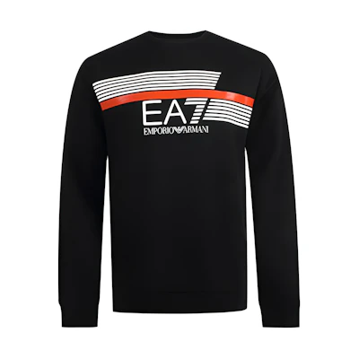 Emporio Armani EA7 Logo Stripe Print Sweatshirt Black 3HPM55-PJ07Z-01200