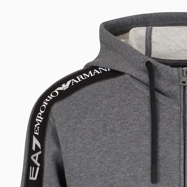 Emporio Armani EA7 Logo Tape Zip Hoodie Dark Grey Long Sleeve 6DPM12-PJOGZ-3925 圖 3