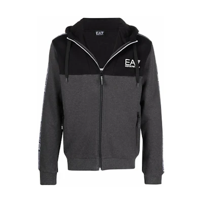 Emporio Armani EA7 Logo Tape Zip Hoodie Jacket - Gray 6KPMB2-PJ07Z-3909