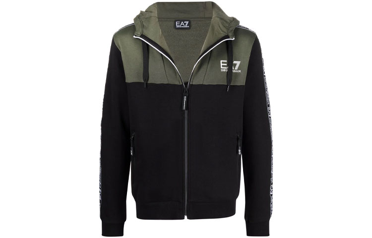 Emporio Armani EA7 Logo Tape Zip Hoodie Jacket Black 6KPMB2-PJ07Z-1852
