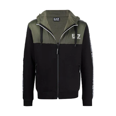 Emporio Armani EA7 Logo Tape Zip Hoodie Jacket Black 6KPMB2-PJ07Z-1852