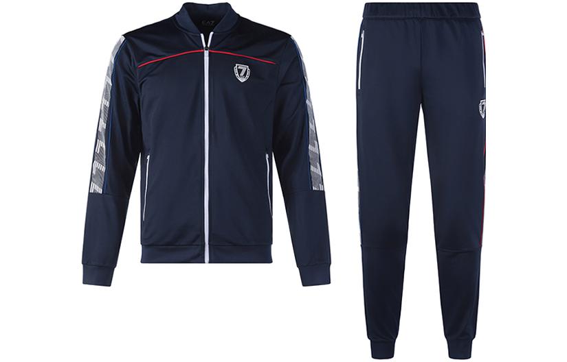 Emporio Armani EA7 Logo Zip-Up Hoodie & Sweatpants Set Navy Blue Casual Suit 6LPV76-PJHEZ-1554