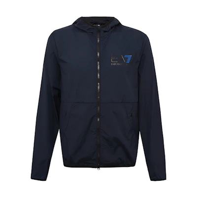 EMPORIO ARMANI EA7 Logo Zip-Up Hoodie Jacket Navy Blue for Men. 3GPB09-PNN8Z-01554