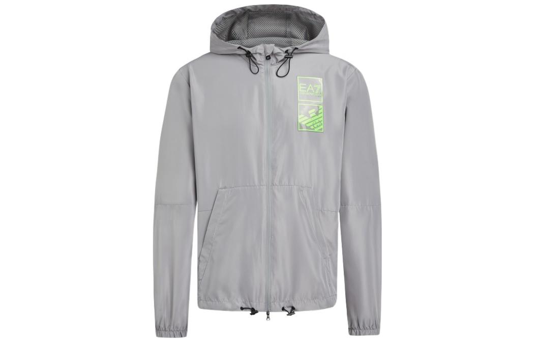 Emporio Armani EA7 Logo Zip-Up Hoodie Jacket SS22 Grey 3LPB05-PN28Z-1907