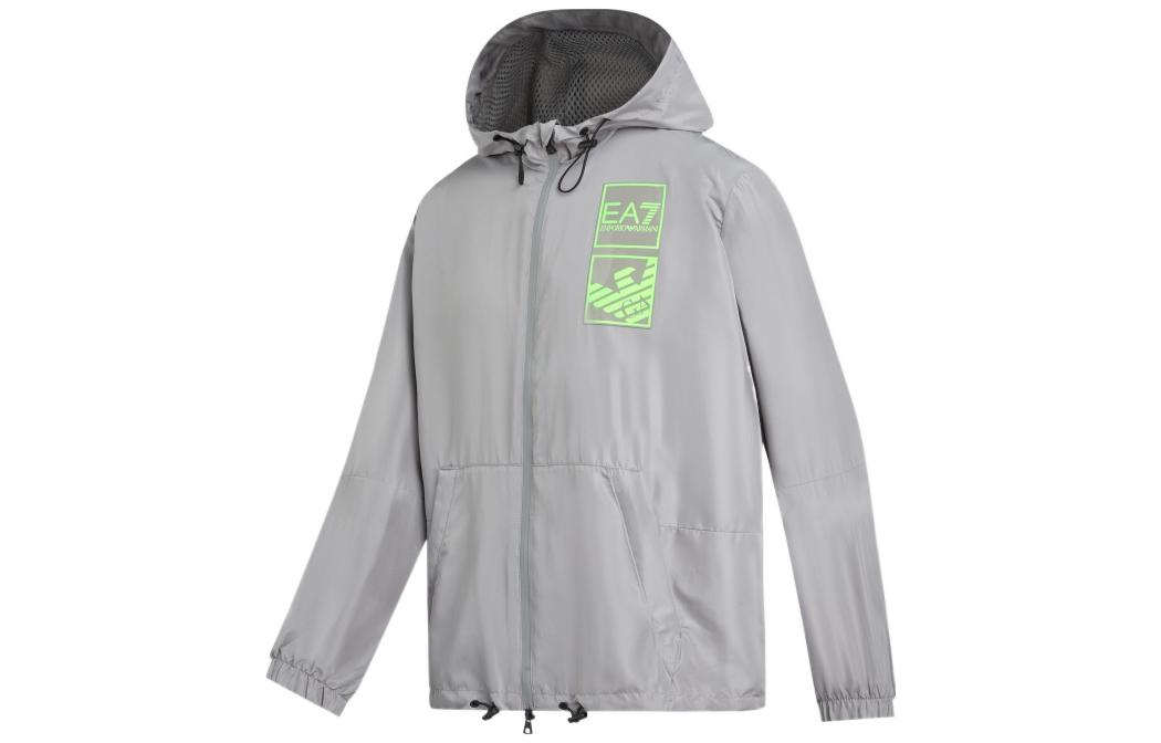 Shop Emporio Armani EA7 Hoodie Zip-Up Logo SS22 Kelabu 3LPB05-PN28Z-1907