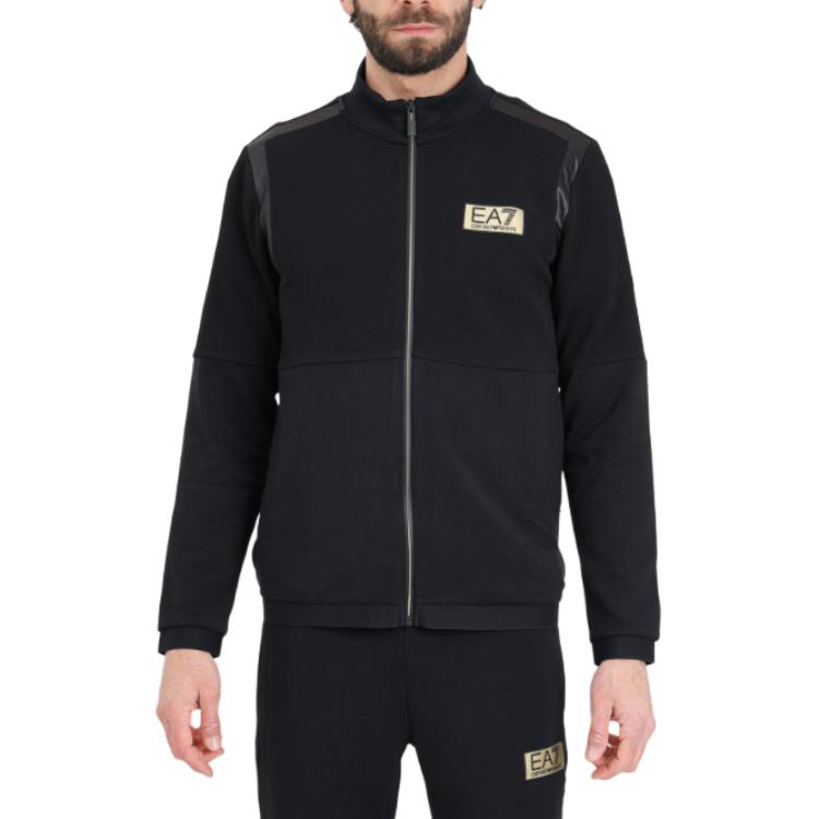 Emporio Armani EA7 Logo Zip-Up Jacket for Men in Black 3DPM09-PJUZZ-1200