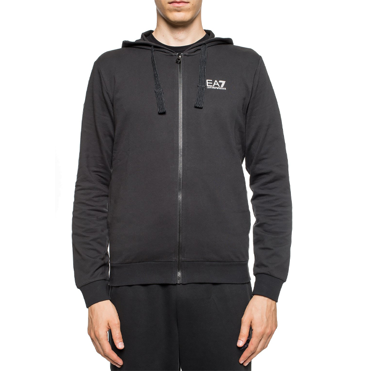 Lookbook Emporio Armani EA7 標誌拉鍊連帽衣 黑色 時尚 8NPM03-PJ05Z-1200
