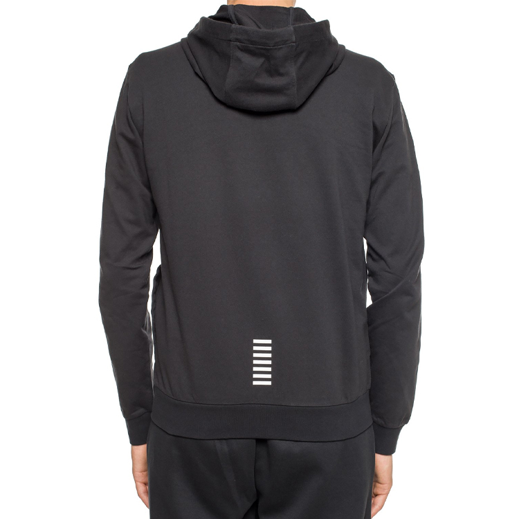 Shop Emporio Armani EA7 標誌拉鍊連帽衣 黑色 時尚 8NPM03-PJ05Z-1200