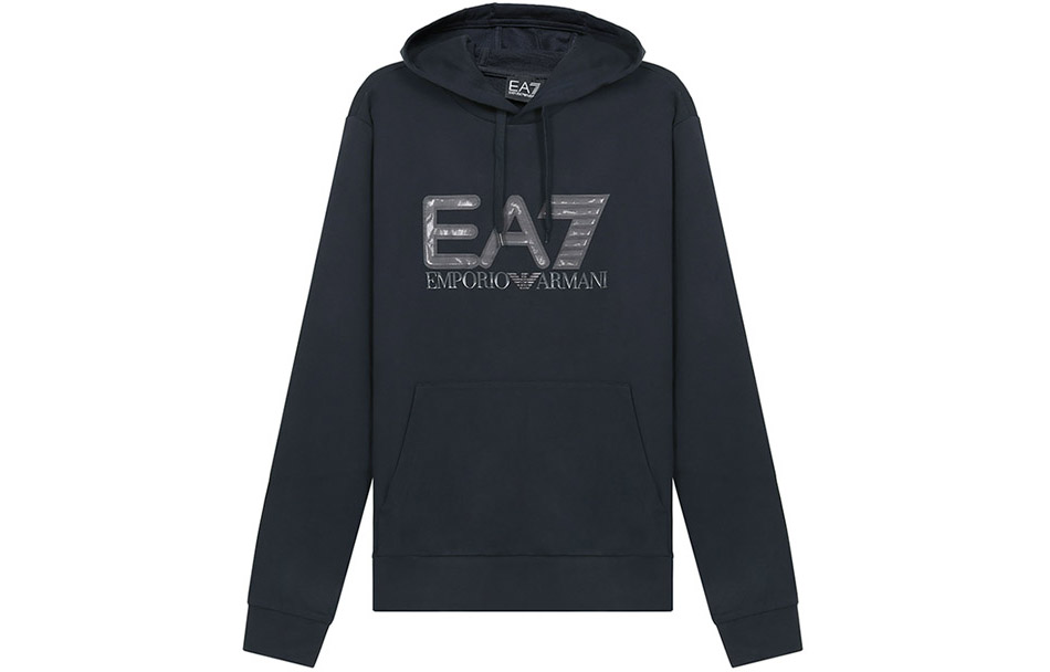 Emporio Armani EA7 Men’s Letter Drawstring Hoodie in Midnight Blue 6KPM62-PJ05Z-1578