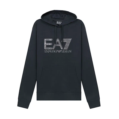 Emporio Armani EA7 Men’s Letter Drawstring Hoodie in Midnight Blue 6KPM62-PJ05Z-1578