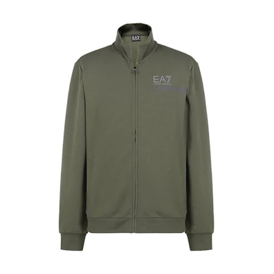 Emporio Armani EA7 Military Green Letter Print Zip-Up Jacket 6HPM81-PJ8NZ-1867