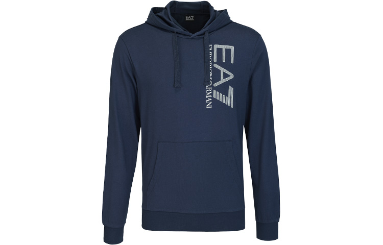 Emporio Armani EA7 Navy Blue Hoodie with Letter Print. 3KPMC2-PJ7BZ-1554