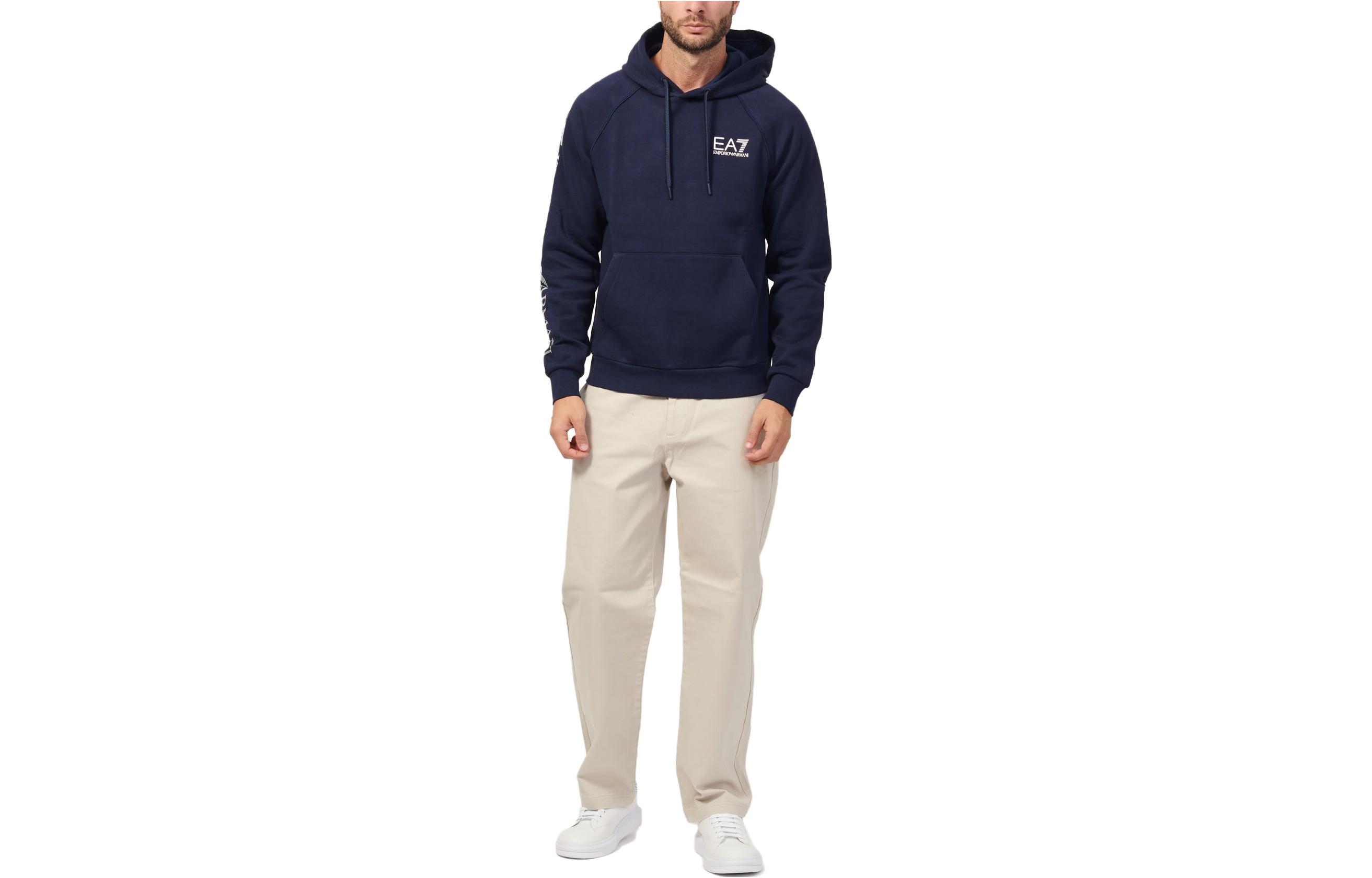 Order Emporio Armani EA7 Navy Blue Hoodie Letter Print Sweatshirt Lelaki. 8NPM18-PJ05Z-1554