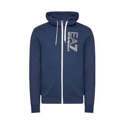 Emporio Armani EA7 Navy Blue Letter Print Zip-Up Hoodie 3LPM53-PJ05Z-1554
