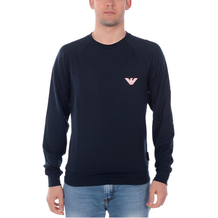 Emporio Armani EA7 Navy Blue Logo Patch Long Sleeve Sweatshirt POIZON240715213