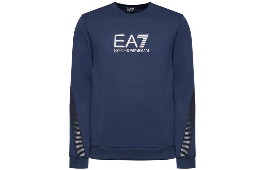Emporio Armani EA7 Navy Blue Logo Print Crewneck Sweatshirt 3LPM67-PJ05Z-1554