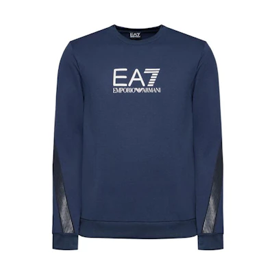 Emporio Armani EA7 Navy Blue Logo Print Crewneck Sweatshirt 3LPM67-PJ05Z-1554