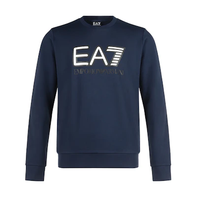 Emporio Armani EA7 Navy Blue Logo Print Crewneck Sweatshirt 6HPM60-PJ05Z-0554