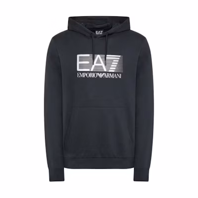 Emporio Armani EA7 Navy Blue Logo Print Pullover Hoodie Men’s Long Sleeve 6LPM62-PJ05Z-0578
