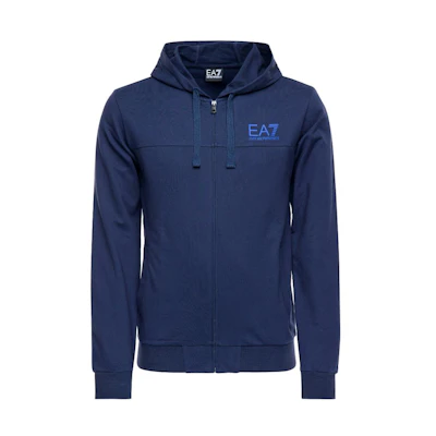 Emporio Armani EA7 Navy Blue Logo Print Zip-Up Hoodie 3GPM15-J05Z-1554