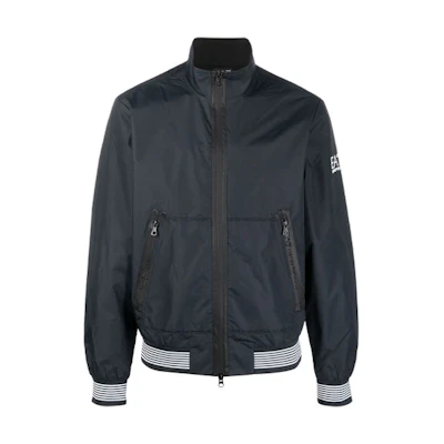 Emporio Armani EA7 Navy Blue Logo Print Zip-Up Jacket Men SS23 Collection 3RPB11-PN27Z-1578