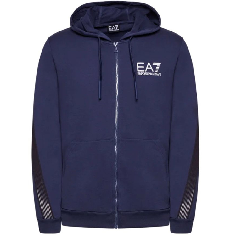 Emporio Armani EA7 Navy Blue Solid Loose-Fit Zip-Up Hoodie 3LPM68-PJ05Z-1554