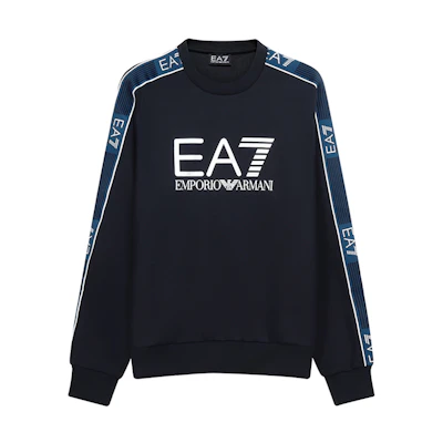 Emporio Armani EA7 Navy Crewneck Sweatshirt with Sleeve Logo 6HPM03-PJ3MZ-1578