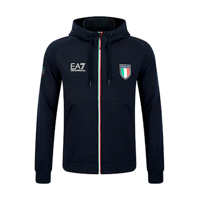 Emporio Armani EA7 Navy Hoodie Jacket with Logo Print - SS22 Collection 8NPMC0-PCA6Z-1578