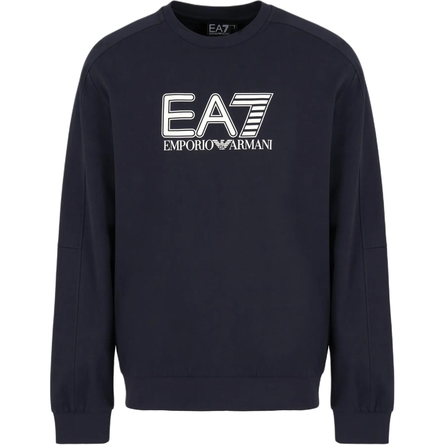 Emporio Armani EA7 Navy Logo Print Crewneck Sweatshirt Long Sleeve 6DPM60-PJVRZ-1562