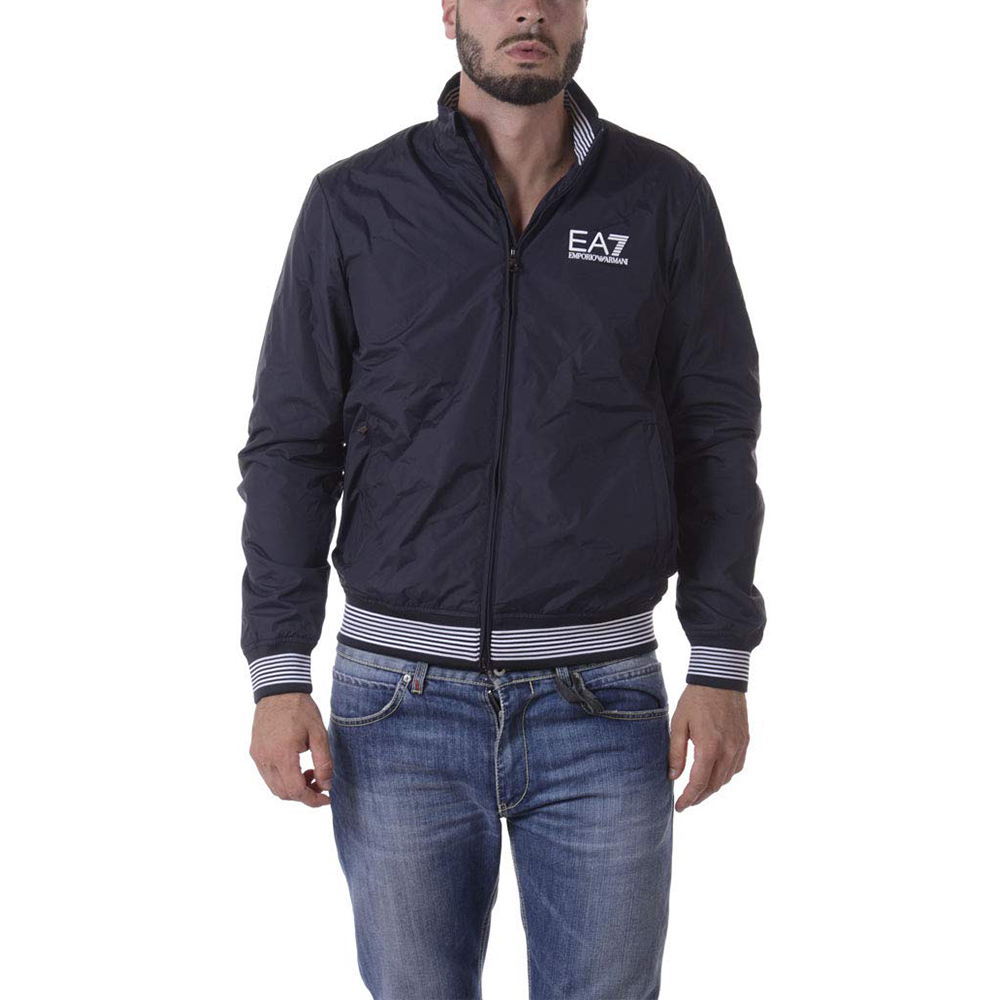 Emporio Armani EA7 Navy Logo Stripe Print High Neck Jacket 6YPB28-PN27Z-1578