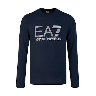 Emporio Armani EA7 Navy Long Sleeve T-Shirt with Eagle Logo. 3KPT64-PJ03Z-1554