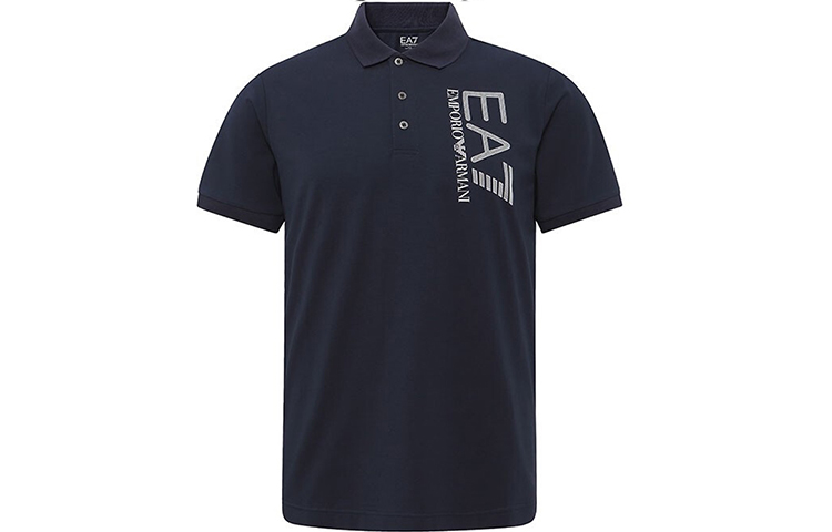 EMPORIO ARMANI EA7 Navy Polo Shirt with Front Logo Print. 3KPF16-PJ03Z-1554